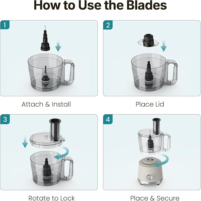 OLIXIS Food Processor 10.5 Cups, 600W Powerful Food processors with 5 Blades, Dishwasher Safe Meat Grinder for Slicing, Shredding, Chopping, Kneading, for Meat, Vegetables, Fruit, Dough