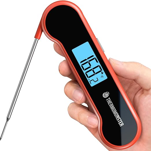 0.5 Sec Instant Read Meat Thermometer Digital with ±0.5℉ Precision, Red | Food Thermometer for Cooking Kitchen Gadgets, Oven Grill Candy BBQ Essentials Accessories, Gifts for Him Dad Men Birthday
