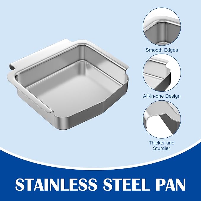 62006 Drip Pan for Napoleon TravelQ 285 Series, Stainless & Silicone | Fits TravelQ PRO285-BK Q285X-RD-1-A PRO285X-BK TQ285-BL-1 TQ240-BL Grill Parts. Heat-resistant, Dishwasher-Safe, Reusable.