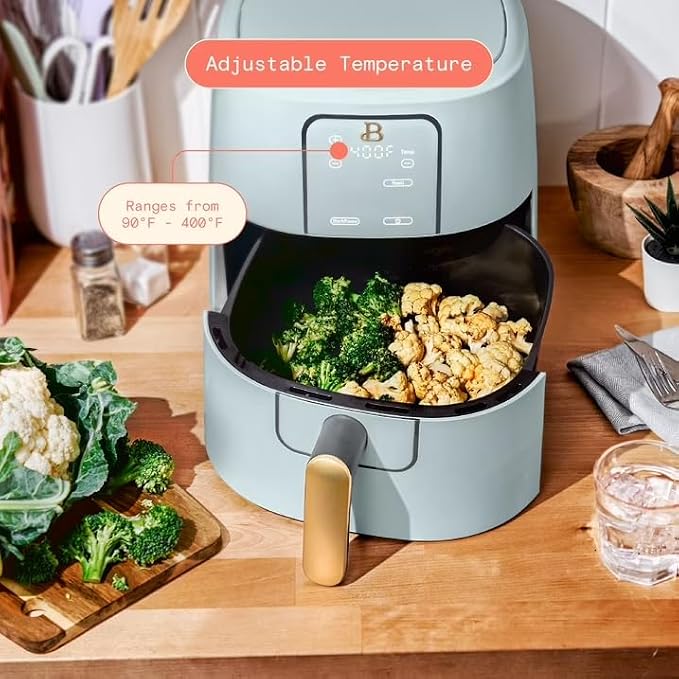 B 6 Quart Digital Air Fryer TurboCrisp Technology, Large Touchscreen Controls, Ceramic Roast Reheat Dehydrate Nonstick, Family Size for 5-7 People (Hydrangea)