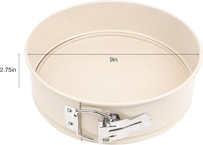 David Burke 9" Springform Pan – Carbon Steel Cheesecake Mold with Removable Bottom, Oven Safe, PFTE & PFOA Free – Cream