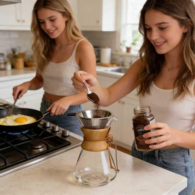subjectthree Travel Pour Over Coffee Kit 10 Cup Carafe (34 Ounce) | Drip coffee carafe with 304 Stainless Filter, Borosilicate glass, Easy clean & use for home kitchen, office, cafe, camping