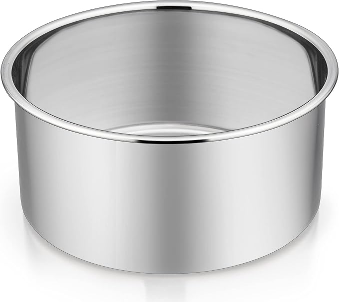 P&P CHEF 6 Inch Cake Pans Set, 1Pc Stainless Steel Round Baking Pan | Round Layer Cake Tins for Birthday Wedding, Non Toxic & Heavy Duty, 3 Inch Deep Side & Mirror Finish, Oven & Dishwasher Safe