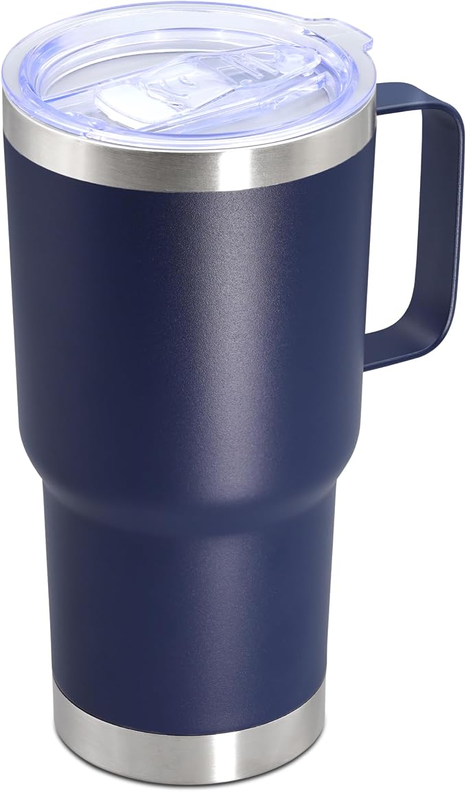 20 oz Tumbler with Handle Coffee Tumblers with Lid Travel Mug Navy 1P | 20oz Tumblers with Handle Double-Wall Insulated Vacuum Coffee Mugs Stainless Steel Tumbler with Handles&Lid Navy 1P