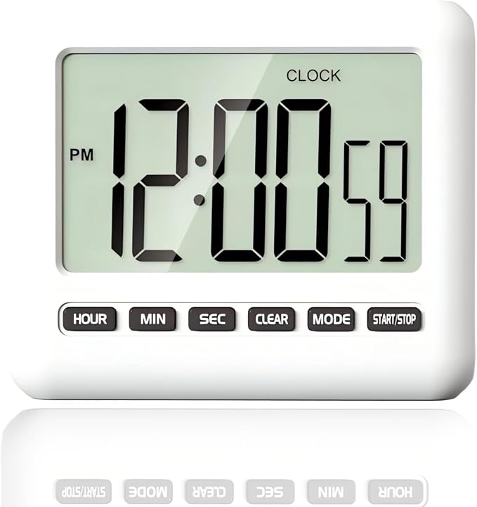 Magnetic Clock Digital Small for Fridge Stove with Clip Kitchen Timer Clocks Large Screen Loud Alarm 12/24 Hour Multi-Functional Countdown for Baking Sports Office Classroom 3.34x2.83 Inches Black
