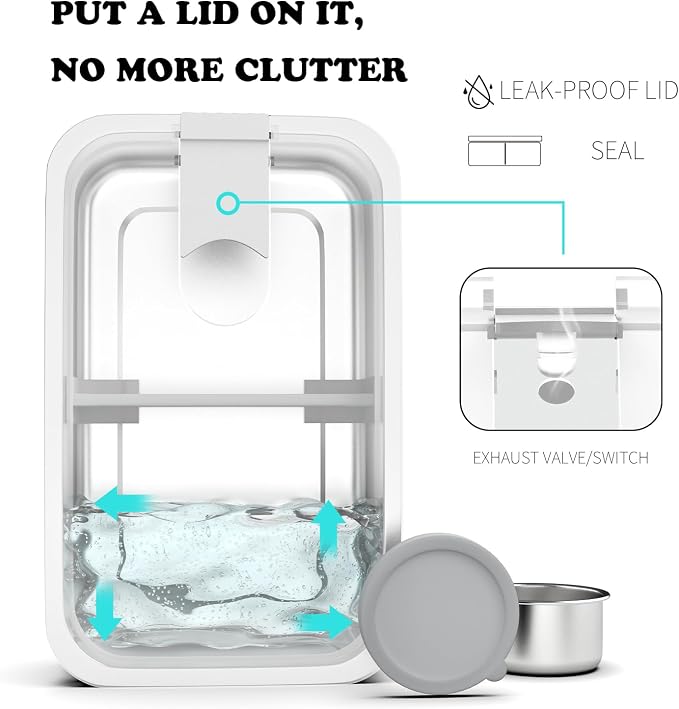 Bakpoco Stainless Steel Bento Lunch Box, 42oz Leak-Proof Metal Lunch Box Containers, Microwave-Safe, with Adjustable Divider, Convenient Lunchbox for Work, Travel