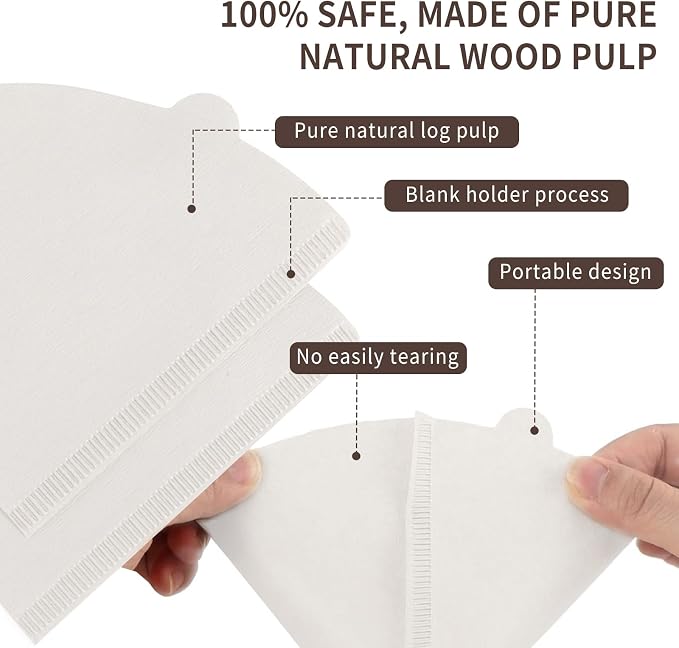 200 Count Coffee Filters #4, Cone Coffee Filter 8-12 Cup, White