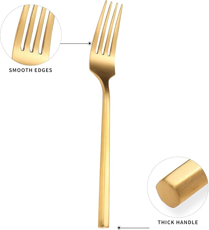 Matte Silverware Set Gold Flatware Set with Hexagon Handle 20 Pieces 18/0 Stainless Steel Cutlery Set Wedding Housewarming Gift Service for 4 (Matt gold)