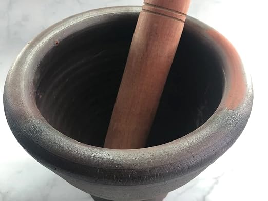 9 Inches Clay Mortar Wooden Pestle Heavy Making Papaya Salad Hand Mixer Masher Grinder Kitchenware