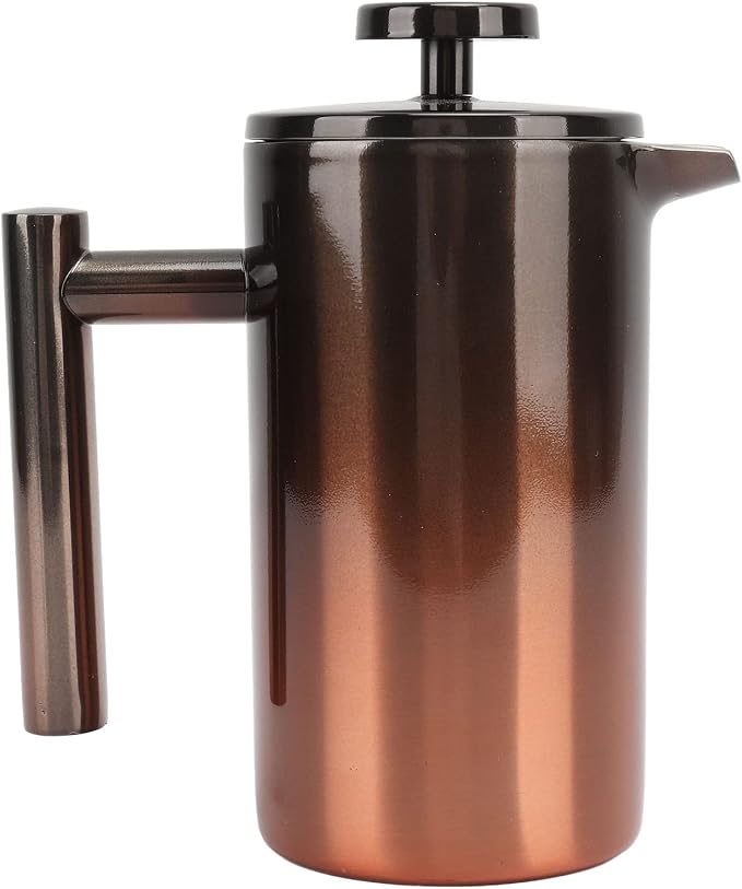 French Press Coffee Maker, Double Walled Stainless Steel French Press Coffee Pot Gradient Color Design Metal Insulation Coffee Press for Home Outdoor Camping Travel(350ml)