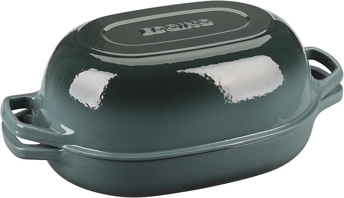 EDGING CASTING Enameled Cast Iron Oval Dutch Oven Pot with Lid, Dutch Oven for Sourdough Bread Baking, Bread Oven, Bread Dutch Oven, Oval Bread Pan, 7qt, Slateblue