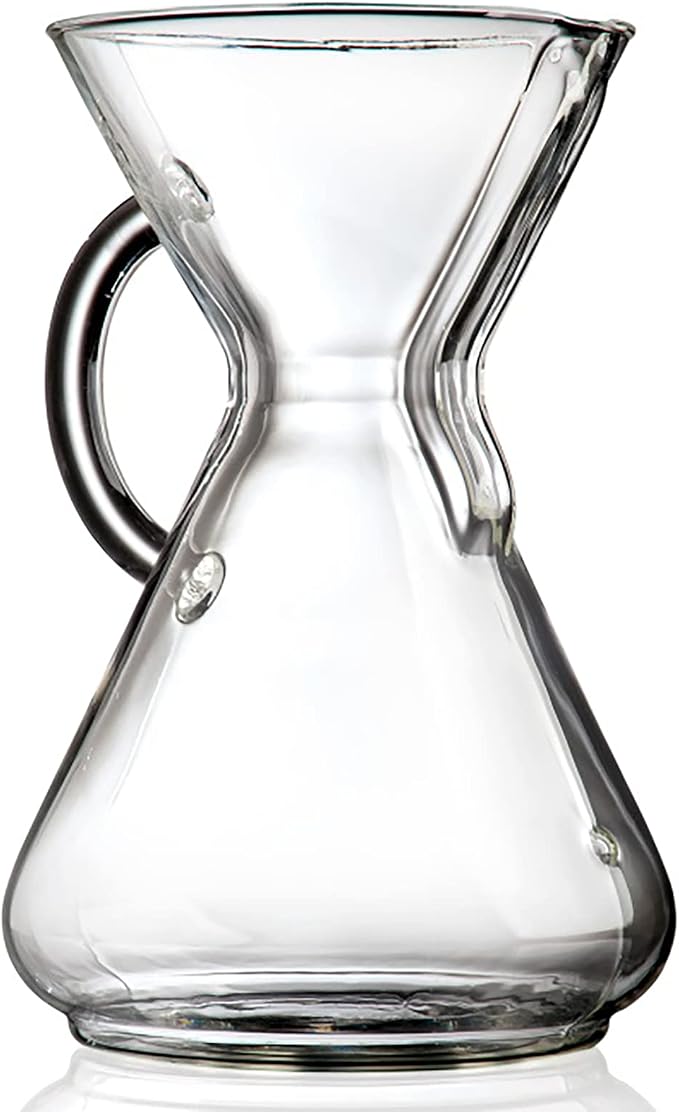 Chemex Pour-Over Glass Coffeemaker - Glass Handle Series - 10-Cup - Exclusive Packaging | All-Glass Handle Manual Drip Coffee Brewer, Borosilicate Glass, Uses Bonded Filters, Sediment-Free