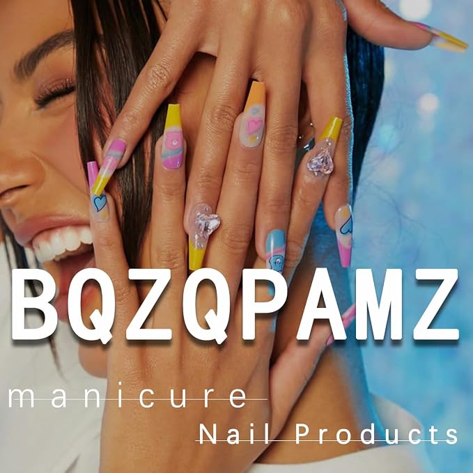 24Pcs French Tip Press on Nails Medium Almond Floral Fake Nails Colorful Flower & Dot Design False Nails Reusable Glossy Glue on Nails for Women Spring Summer Nail Decoration
