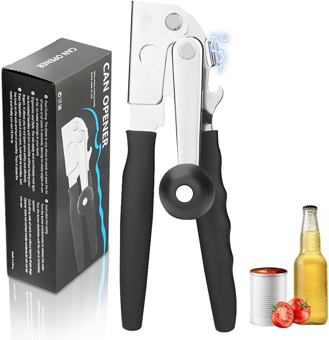 SHIKORI Commercial Can Opener,Large Handheld Can Opener | Manual Heavy Duty with Comfortable Extra-long Handles, Oversized Knob Easy for Big Cans-Magnetic