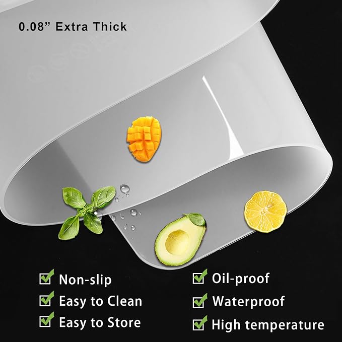 Food-Grade Silicone mat，2MM Extra Thick Silicone Mats for Kitchen Counter, 25.6" x17.7" Non-Slip Waterproof Large Countertop Protector Mat, Heat Resistant Mat, Silicone Placemat (Translucent)