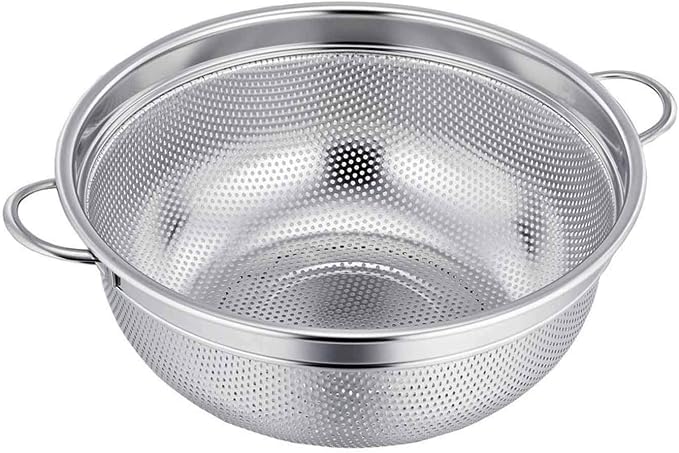 TeamFar Colander, 3qt Stainless Steel Micro-Perforated Colander Strainer | Metal Food Strainer for Draining/Washing/Rinsing Pasta Vegetables Fruits, Healthy, Sturdy & Dishwasher Safe