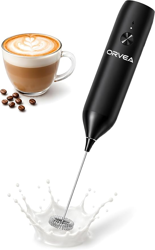 AeroFroth Rechargable Milk Frother Handheld, Premium Coil Whisk Head Electric Coffee Frother, Portable Hand Frother Wand Drink Mixer for Matcha Lattes Cappuccino, Kitchen Gifts, USB-C, Black