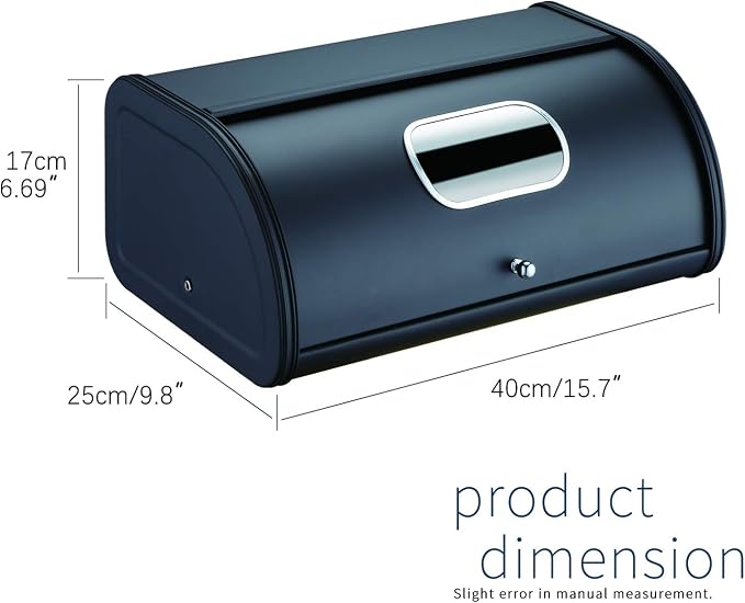 HILFA Stainless Steel Bread Box with Roll Up Lid with Window