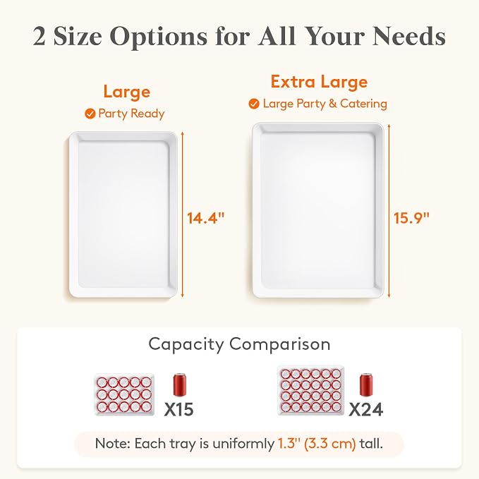 Lifewit 16" x 12" Extra Large Plastic Serving Trays for Party, 6 Pack Reusable White Food Platters for Cookies, Desserts, Fruit, Appetizers & Charcuterie, BPA-Free Catering Trays for Parties & Buffets