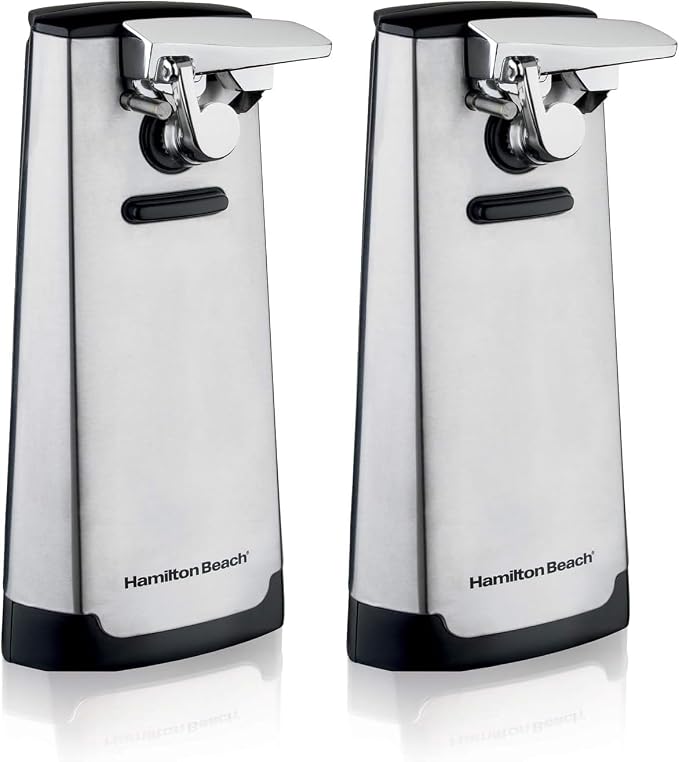 Hamilton Beach Extra-Tall Electric Automatic Can Opener with Easy-Clean Detachable Cutting Lever,Cord Storage,Knife Sharpener,Brushed Stainless Steel (76700),(Pack of 2)