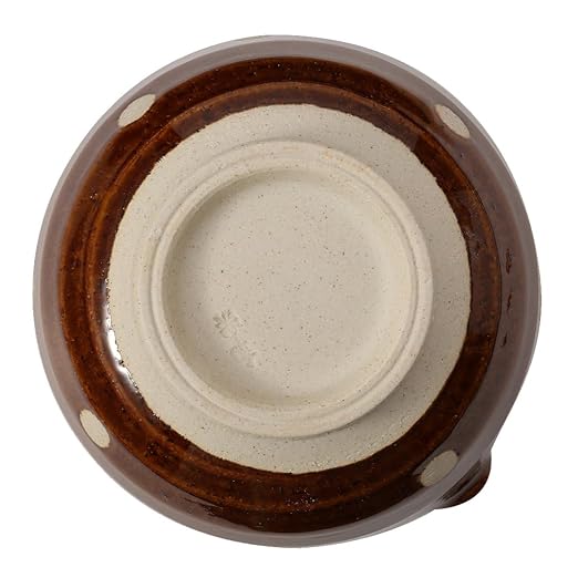 Japanese Ceramic Ripple Ridge Mortar & Pestle Suribachi Bowl and Surikogi Set with Spout 7.1 inches Made in Japan (Brown)