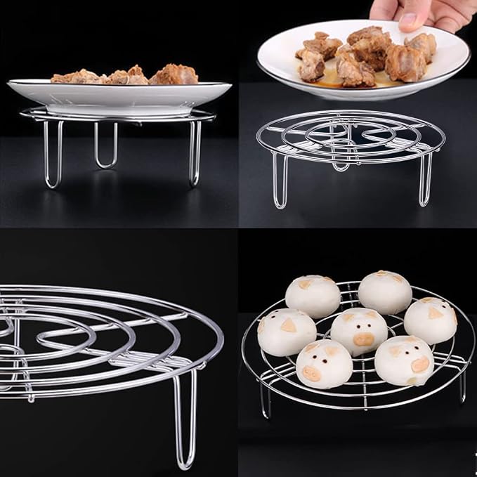2Pcs Steam Rack, Heavy Duty Steaming Rack Stand, Stainless Steel Round Steamer Cooling Rack Trivet, Pot Steamer Insert Food Stand, Steaming Cookware Accessories(Size:19.5cm/7.68in)