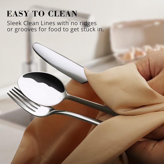 30 Pieces Silverware Set, Flatware Cutlery Set for 6, 18/10 Stainless Steel Silverware Utensils Minimalist Design Dishwasher Safe