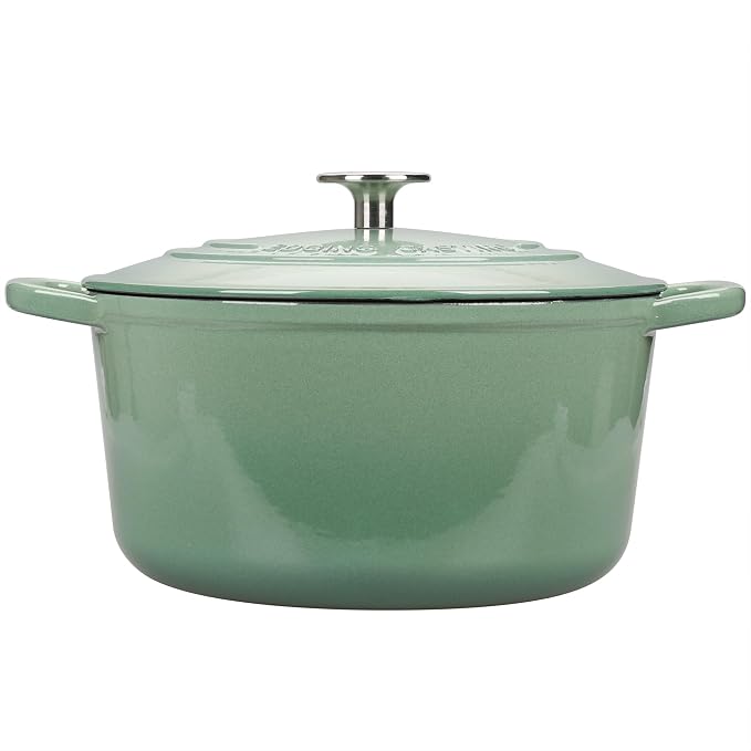 EDGING CASTING Enameled Cast Iron Dutch Oven with Sourdough Bread Baking Kit, Bread Dutch Oven with Lid, Includes Proofing Basket & Baking Tools, 5qt, Sage Green