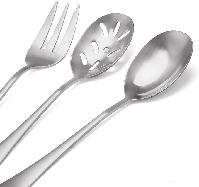 5-Piece 18/0 Stainless Steel Serving Set, sharecook Large Hostess Set with Round Edge, Mirror Finished,Dishwasher Safe