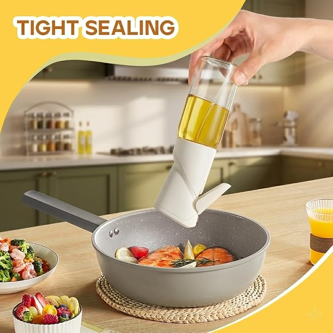 Oil Sprayer for Cooking, Upgraded 7.4oz Olive Oil Sprayer Mister, Large Olive Oil Spray Bottle for Air Fryer, Salads, BBQ & Kitchen, Professional Oil Sprayer with Even Mist（White）