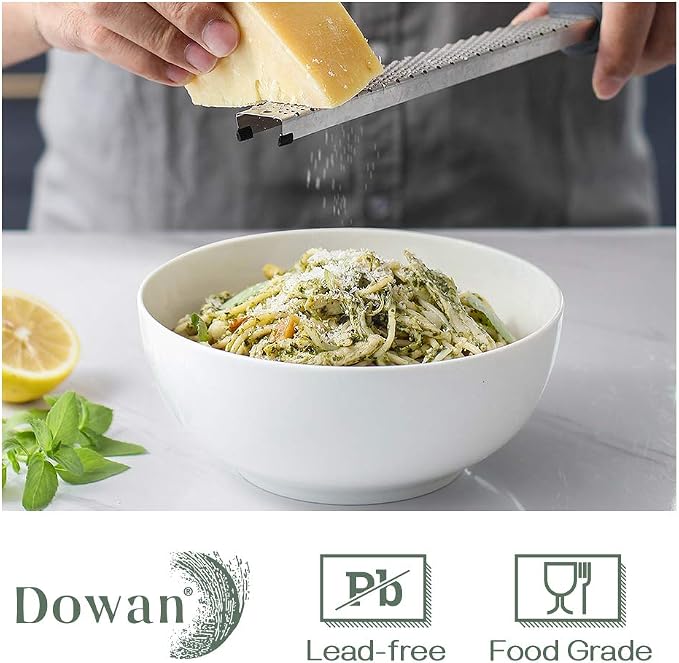 DOWAN Soup Bowls, Ramen Bowl for Noodle, 39 Ounce large Cereal Bowls for Kitchen, 7 Inches Centerpiece Bowls, Microwave and Dishwasher Safe, White
