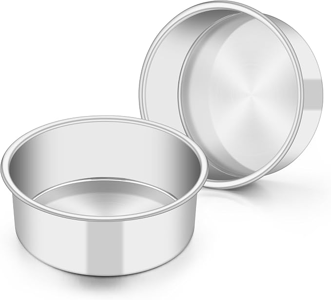 TeamFar 5 Inch Cake Pan Set of 2, Stainless Steel Layer Cake Baking Pan | Small Layer Cake Tins, Round Bakeware for Birthday Wedding Party, Non-Toxic & Healthy, Mirror Finish & Dishwasher Safe