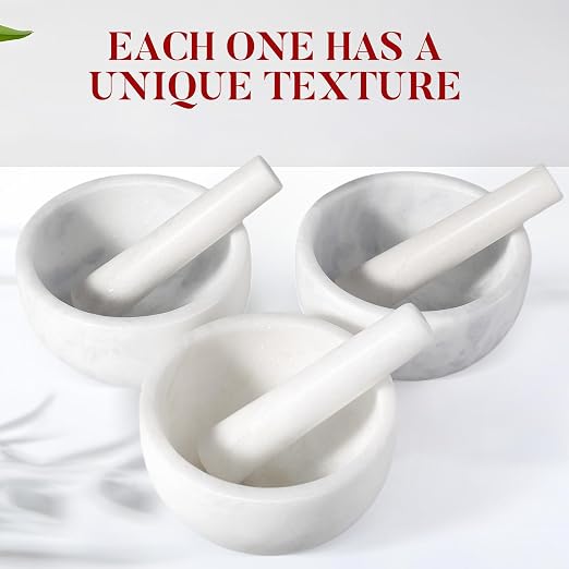Marble Mortar and Pestle Set, 6.3"-2 Cups Grinder Bowl for Guacamole, Salsa, Pill Crusher, Spice, Herb, Garlic, Nut, Heavy Duty Grinder for Kitchen(Namib Fantasy)
