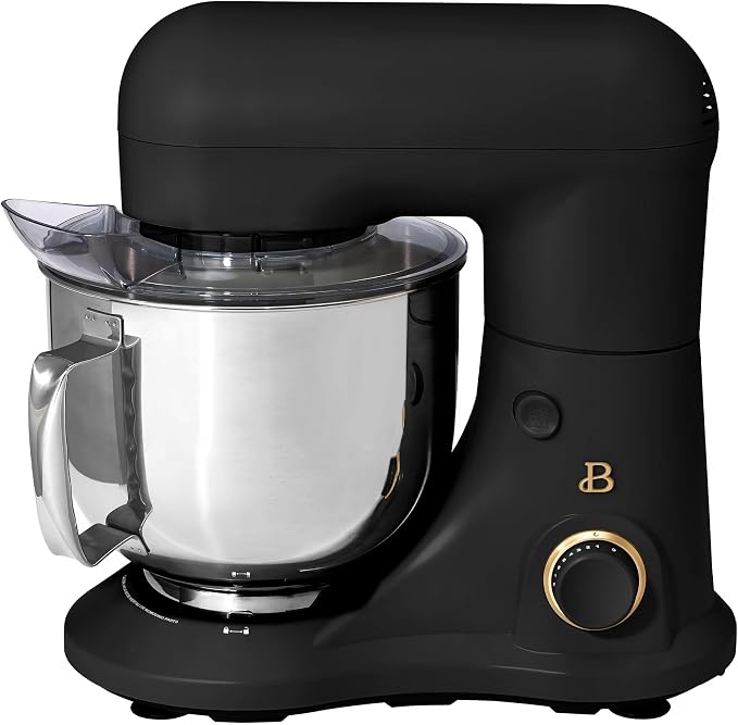 5.3 Qt Stand Mixer, 300W Electric Kitchen Mixer with 12 Speeds, Tilt Head Design, Stainless Steel Bowl, Dough Hook Whisk Beater Splash Guard (Black Sesame)
