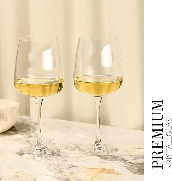 Krosno White Wine Glasses Set of 4, 16.2 oz, Modern Collection | Red Wine Glasses, Rosé, Cocktails, Aperol, Water, Glass, Lead-Free Crystal, Dishwasher Safe, Idea Reaglo