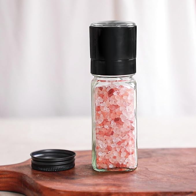 ComSaf 15Pcs 4oz Glass Spice Jars with Shaker Lids, 93 Labels, a Handy Funnel, a Pepper Grinder, Empty Spice Containers and Square Spice Bottles for Kitchen and Seasoning