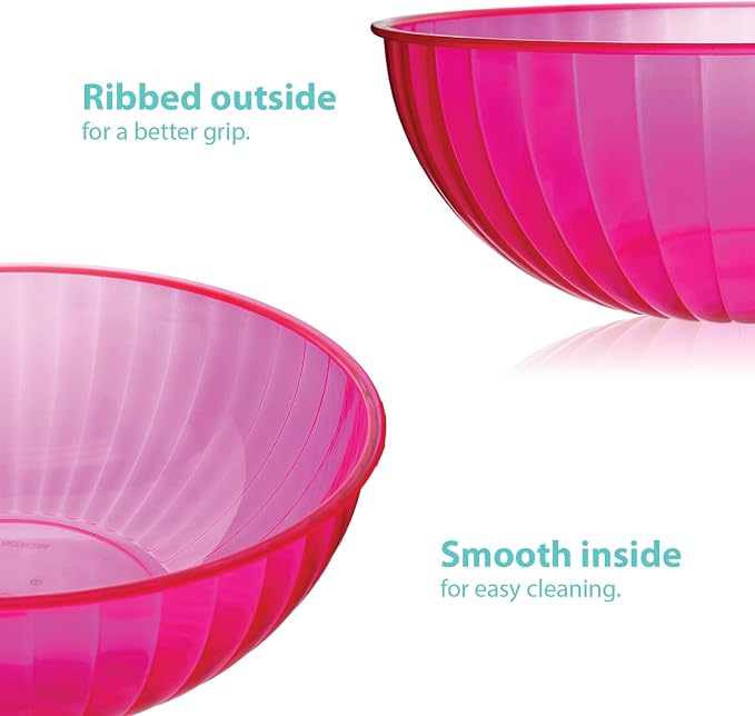 Party Essentials Hard Plastic 192-Ounce Serving Bowl, Neon Pink