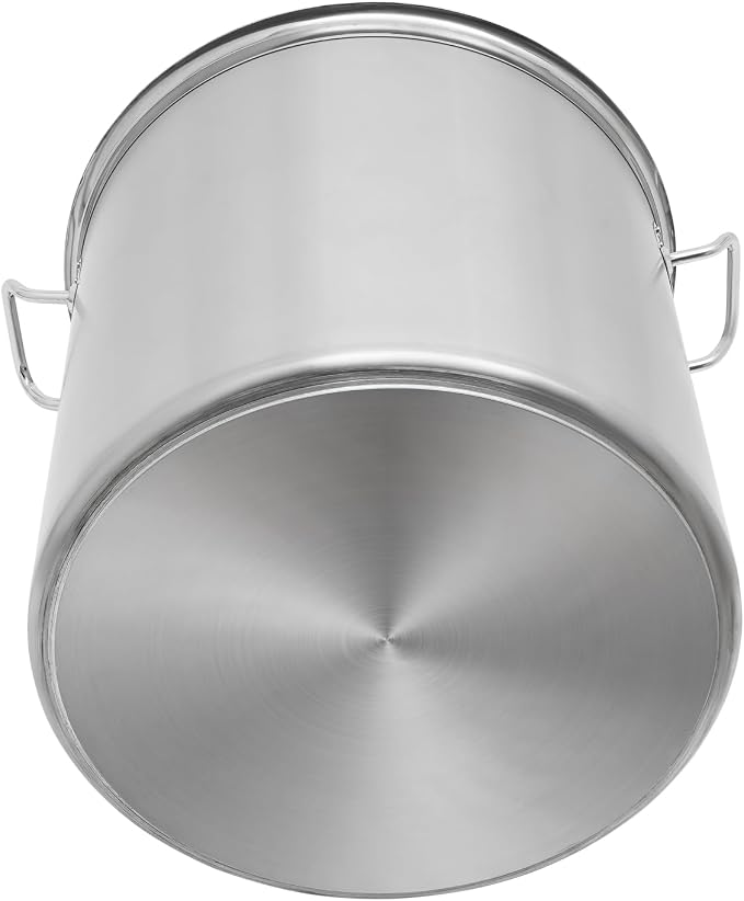 Stainless Steel Stockpot, 100 Quart Large Cooking Pots, Cookware Sauce Pot with Lid, Heavy Duty Commercial Kitchen Grade Stock Pot for Soup, Stew & Sauce, Riveted Silicone Handle