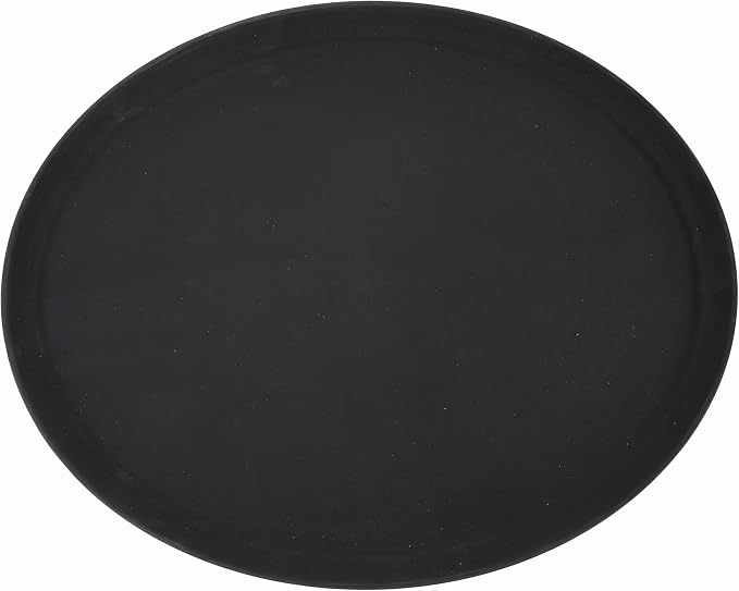 Winco 26" x 22" Black Oval Fiberglass Glass Tray | Non-slip surface, Restaurant service, Great for Appetizers, Desserts and Buffet Displays