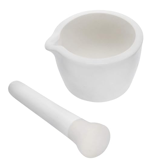 Eisco Mortar and Pestle Set, Porcelain, Unglazed Grinding Surface, 1.7 oz | Herb Grinder, Unglazed for Precise Grinding, Spout for Clean Pouring, Stable Flat Base, High Walls, For Lab & Home Use