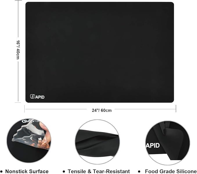 Sapid Large Silicone Sheet for Crafts Silicone Mat for Resin Art Painting | Extra Thick Jewelry Casting Mats, Nonstick Nonslip for Epoxy Resin, Art Painting,Heat-Resistant Counter Mat 15.7"x23.6" Black