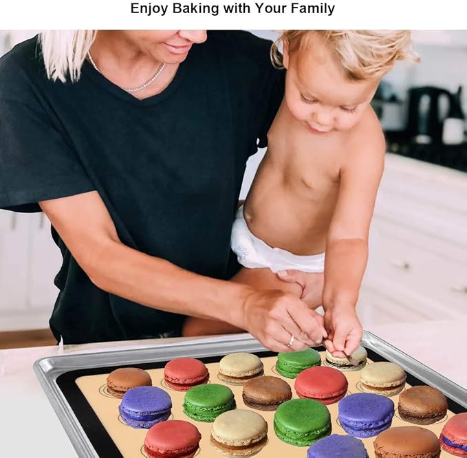 Philorn Silicone Baking Mat Set, 16.5" x 11.42" Macaron Mat | 2 Pack Non-Stick Macaron Baking Mats With Tools, Food Safe, Reusable for Oven, Cookie, Bread