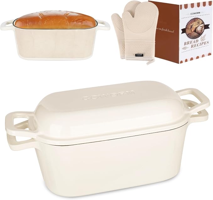 Oval Enameled Cast Iron Dutch Oven with Lid - 3.6QT Sourdough Bread Pans for Baking