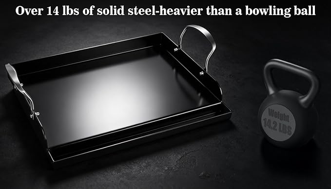 Nonstick Nanoceramic Griddle Plate, Pre-Seasoned Heavy-Duty Flat Top Insert, Universal Outdoor Cooking Griddle for Gas Grill/Charcoal/Gas Stove, Camping, Tailgating, Parties & Backyard BBQ, 17"x13"
