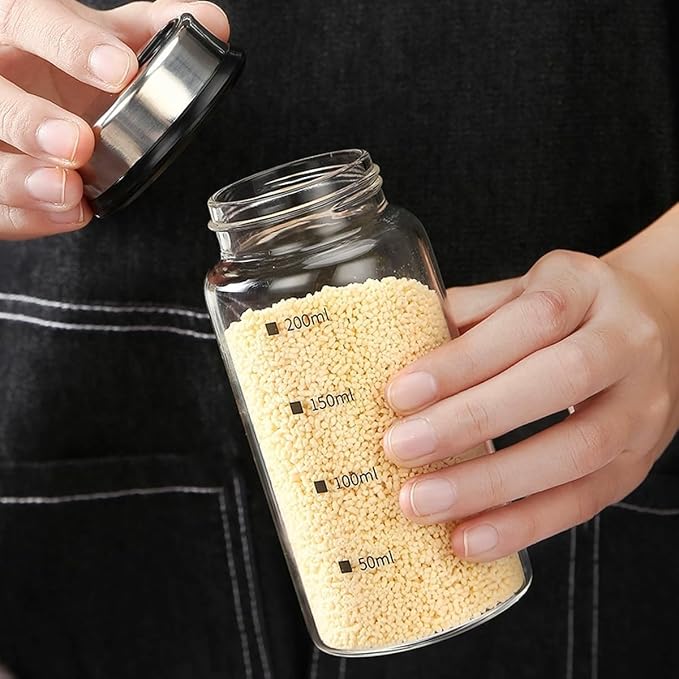 Verdental 7 oz Salt Pepper Shakers with 3 Adjustable Outlet Holes | Glass Spices Jar, Sugar Seasoning Cans for Kitchen, Restaurant, Baking, Dessert and Coffee Shops, BBQ Camping