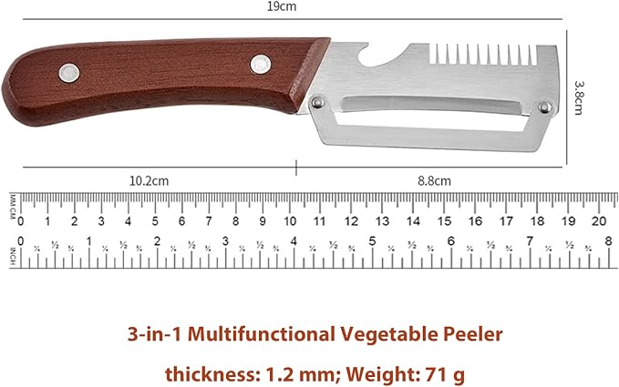 2PCS Premium Vegetable Peeler with Wooden Handle, Multifunctional Vegetable Peeler for Kitchen, New Peeler with Thicken Wooden Handle And Bottle Opener, for Fruit Potato Pumkin Papaya Zucchini