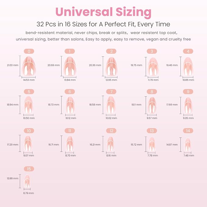 Nail Reformation Press On Nails, Minimalist | Short Almond Fake Nails | Curved French Tip on Nude Base in a Glazed Finish, Reusable Stick On Nails in 16 Sizes - 32 False Nail Kit for Women Gifts
