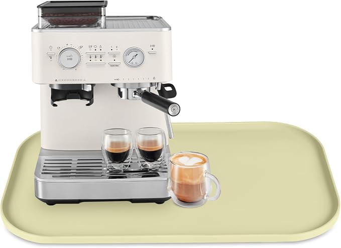 Silicone Coffee Maker Mat with Lip for Countertops, 24'' x 16'', Sage Green | Multi leak-proof coffee tray for countertop, non-slip silicone mat fits most coffee makers & espresso machines, wipe-clean