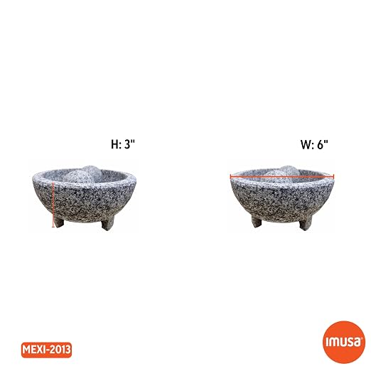 IMUSA USA Granite Molcajete Spice Grinder 6-Inch, Gray | Ideal for Grinding Spices and Herbs
