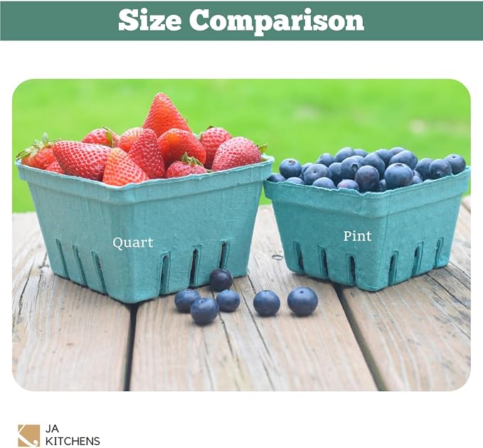 Kitchens Green Molded Pulp Fiber Berry/Produce Vented 1 Pint Basket 40 Pieces